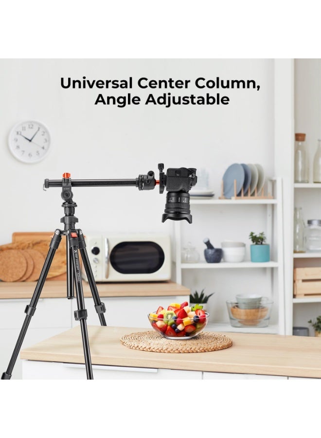 K&F Concept حامل كاميرا بطول 76 بوصة مع عمود مركزي قابل للدوران بزاوية متعددة، حاملات DSLR خفيفة الوزن للسفر في الهواء الطلق مع رأس كروي بزاوية 360 درجة وسعة تحميل 8 كجم/17.6 رطل، مشابك للهاتف المحمول للهواتف الذكية - Image 3
