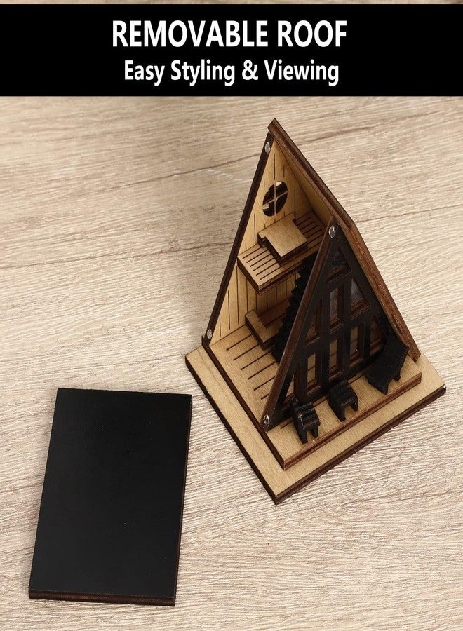 JULEASEL Modern Black A-Frame Mini Cabin with Removable Roof, Plant Mini Treehouse - Miniature Treehouse for Fairy Gardens, Plant Pots & Desktop Décor - Image 2