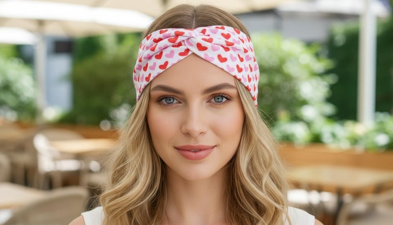 Lonext 6 Piece Valentine's Day Headbands, Black Red Pink Wide Turban Head Wraps, Stretchy Non Slip Hair Bands with Love Lip Heart XOXO Pattern for Women - Image 4