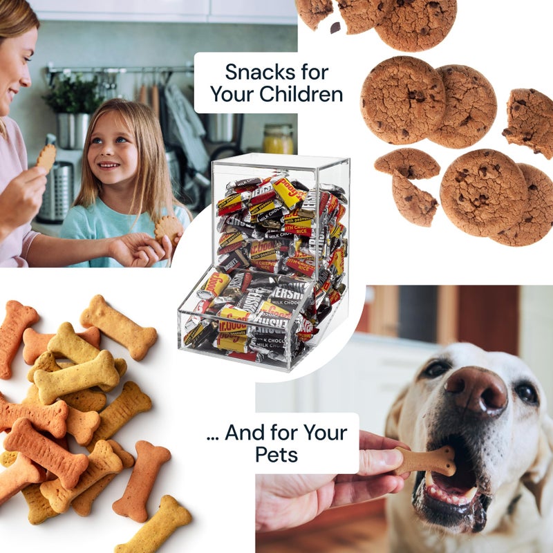 SimplyImagine Acrylic Candy Dish & Treat Organizer Dispenser - Rectangular Non-Porous Acrylic - Dual Lids for Fresh Bulk Treats & Cereal Countertop Display - Image 4