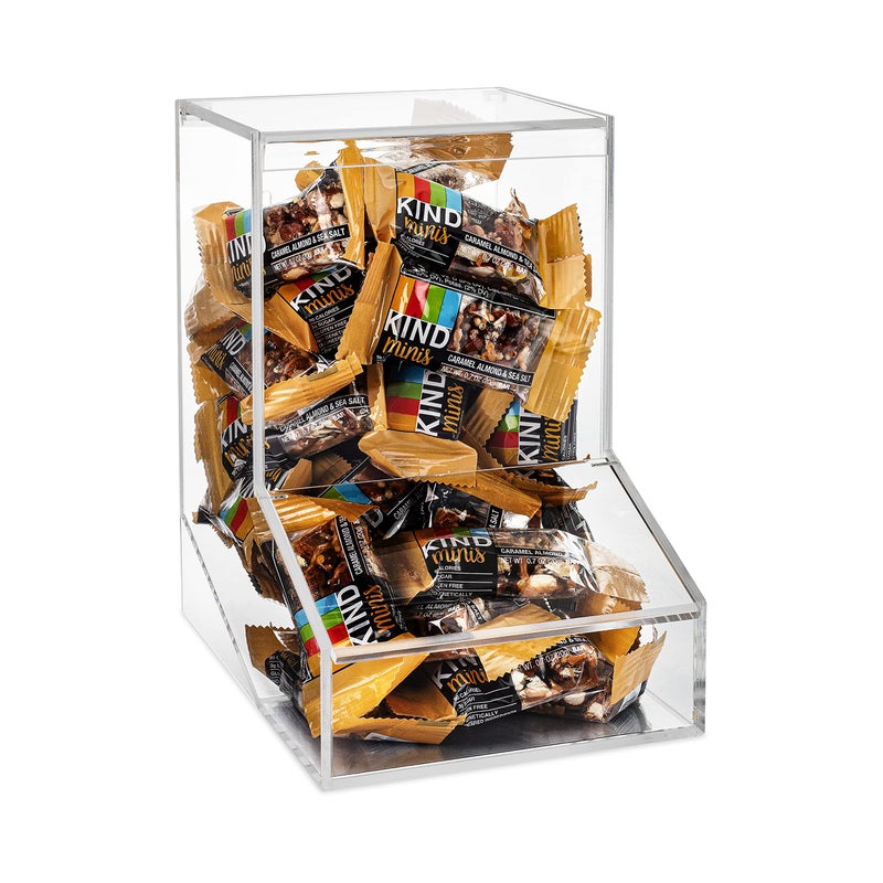 SimplyImagine Acrylic Candy Dish & Treat Organizer Dispenser - Rectangular Non-Porous Acrylic - Dual Lids for Fresh Bulk Treats & Cereal Countertop Display - Image 1