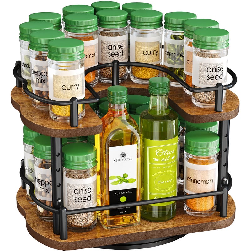 SNTD Spice Rack Organization for Cabinet - Height Adjustable Rotating Lazy Susan Organizer, Spice Organizer Fits Cabinets Wideï¼ž 11 inches, Clearance Height ï¼ž10.5 inches - Image 1