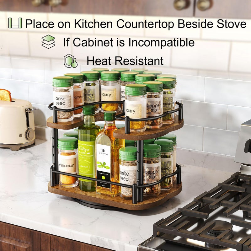 SNTD Spice Rack Organization for Cabinet - Height Adjustable Rotating Lazy Susan Organizer, Spice Organizer Fits Cabinets Wideï¼ž 11 inches, Clearance Height ï¼ž10.5 inches - Image 3