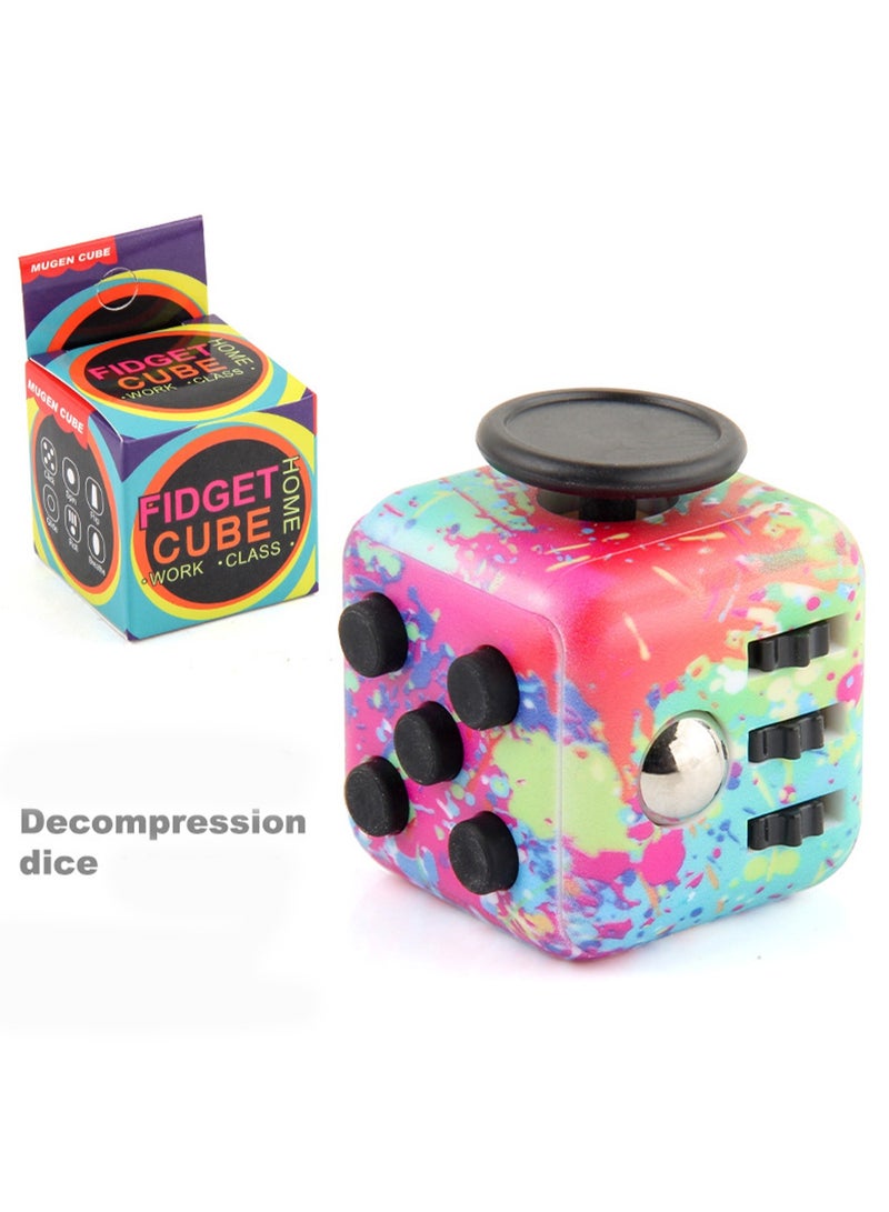 Cube Stress Relief Anxiety Relief Toys Adults Children Colorful Stress Relief Dice Eliminate Bad Habits Multifunctional Convenient to Carry Kill Time Gift Birthday Festival (Splash Color)
