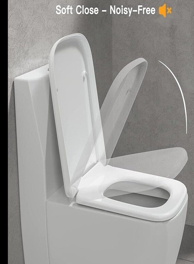 MLD Rectangular Shaped Design Hydraulic Soft Closing PP Toilet Seat Cover Hinge Size adjustment sideways front back fit all brand Commode Close SQT4046 (Color-White,Plastic) - Image 5
