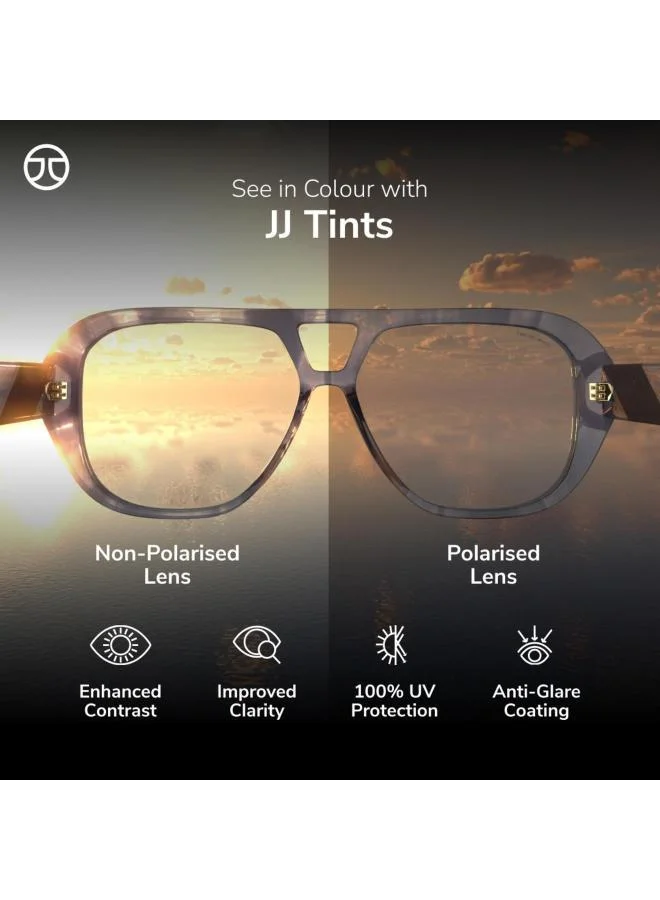 John Jacobs John Jacobs Black Grey Browline Polarized & UV Protected Sunglasses For Men & Women - JJ S13088-Pack of 1