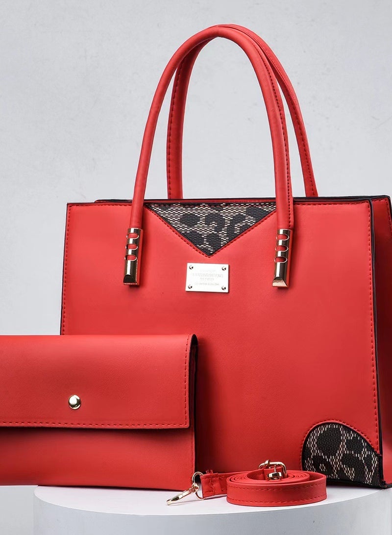 New Leopard Print Color Blocked Large Capacity Single Shoulder Diagonal Cross Texture Two-piece Textured Women's Bag - Image 1
