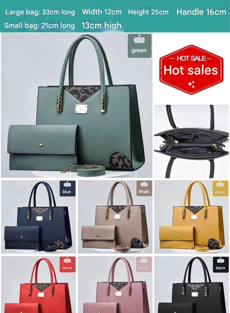 New Leopard Print Color Blocked Large Capacity Single Shoulder Diagonal Cross Texture Two-piece Textured Women's Bag - Image 2