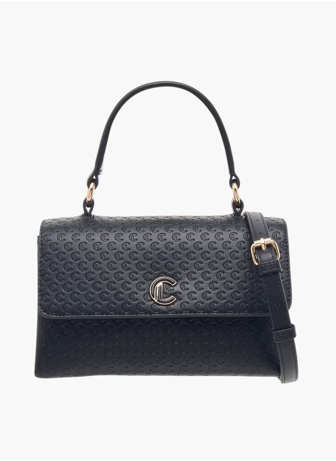 Le Confort Women Monogram Embossed Satchel Bag with Button Closure  - Image 1