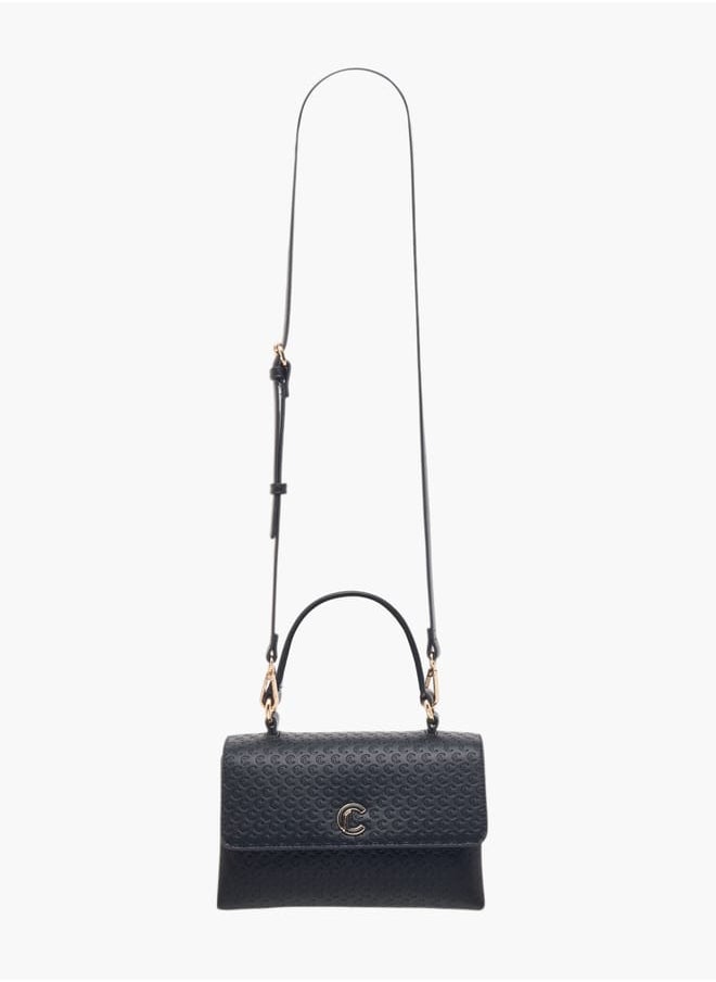 Le Confort Women Monogram Embossed Satchel Bag with Button Closure  - Image 2