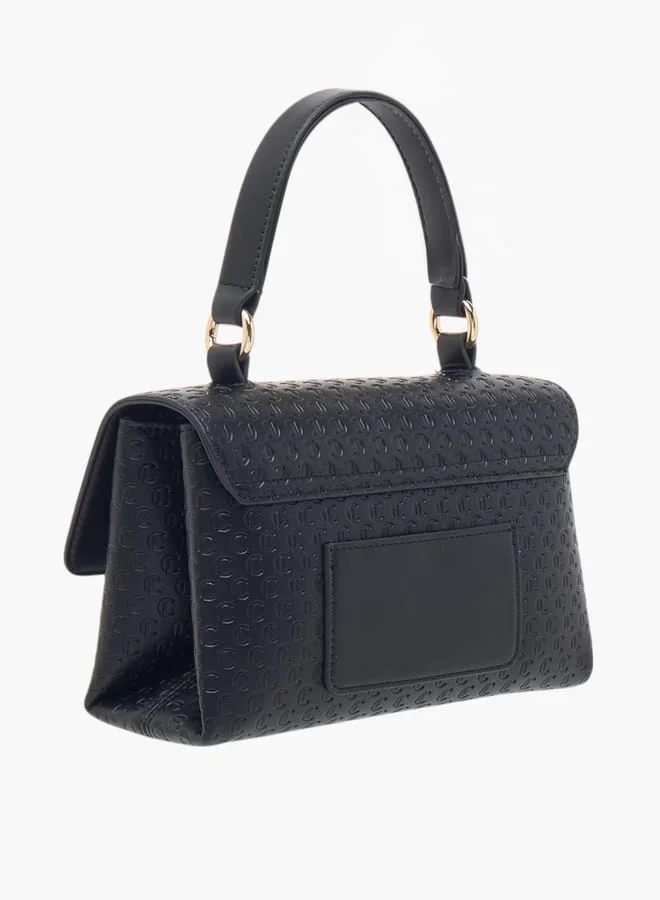 Le Confort Women Monogram Embossed Satchel Bag with Button Closure