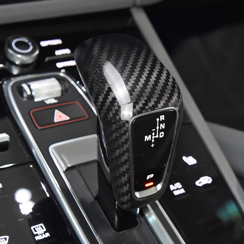 suupar Real Carbon Fibre Gear Shift Knob Trim Cover for Porsche CayennePorsche Cayenne New Energy 20182025 Porsche Cayenne Accessories Black