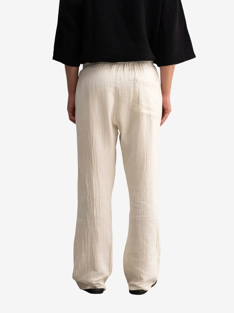 Giesto Dusty White GIESTO Relaxed Fit Textured Cotton Pants for Men | Best Price UAE