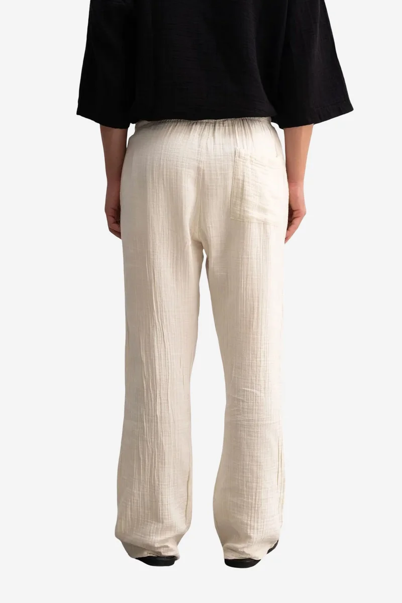 Giesto Dusty White GIESTO Relaxed Fit Textured Cotton Pants for Men | Best Price UAE