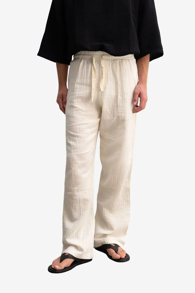 GIESTO Relaxed Fit Textured Cotton Pants
