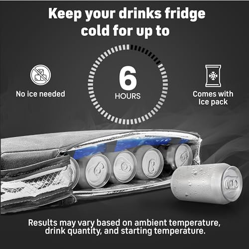 INTHEZONE Frostbox Golf Bag Cooler with Ice Pack | Insulated 6-Can Beer Sleeve | Stays Cold for Hours Discreet Hidden Design - Fits in Golf Bag - Black/Gray - Image 3