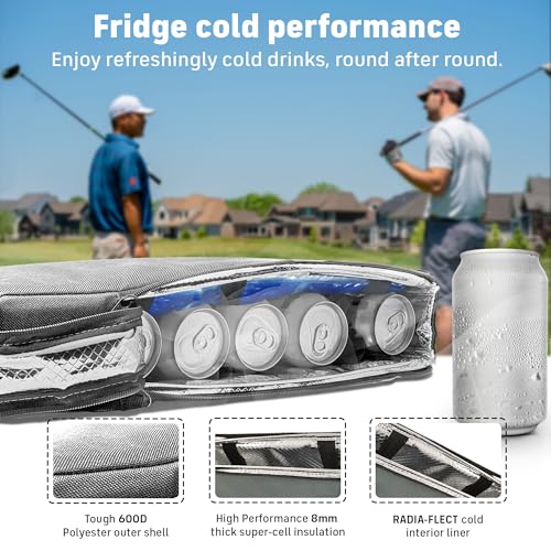 INTHEZONE Frostbox Golf Bag Cooler with Ice Pack | Insulated 6-Can Beer Sleeve | Stays Cold for Hours Discreet Hidden Design - Fits in Golf Bag - Black/Gray - Image 5
