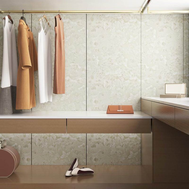 Wallink Vintage Silk Embossed Wallpaper Peel and Stick Beige Embossed Wallpaper Floral Textured 17.7"Ã—118" Beige Textured Wall Paper Waterproof Cream Floral Contact Paper for Drawers Cabinets Bedroom - Image 4