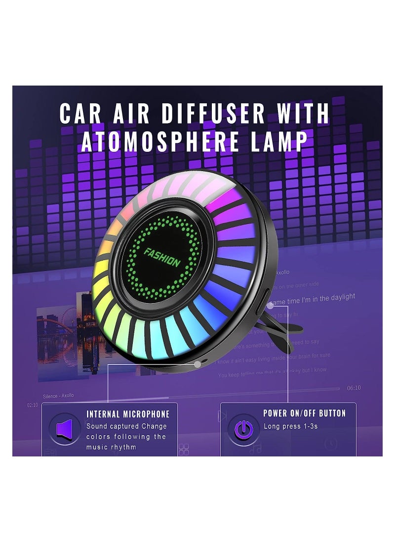 Generic - Car Rhythm Atomosphere Light, Car Diffuser Fragrance Lamp with Vent Clip and 5ml Essential Oil Tablet, 24 LED Lights 100 Modes App Remote Control Multicolor RGB Change - Image 1