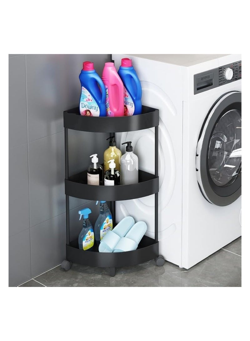 BLOOMING TIME 3-Tier Corner Storage Shelf,Kitchen Triangle Storage Rack with Wheels  - Image 2