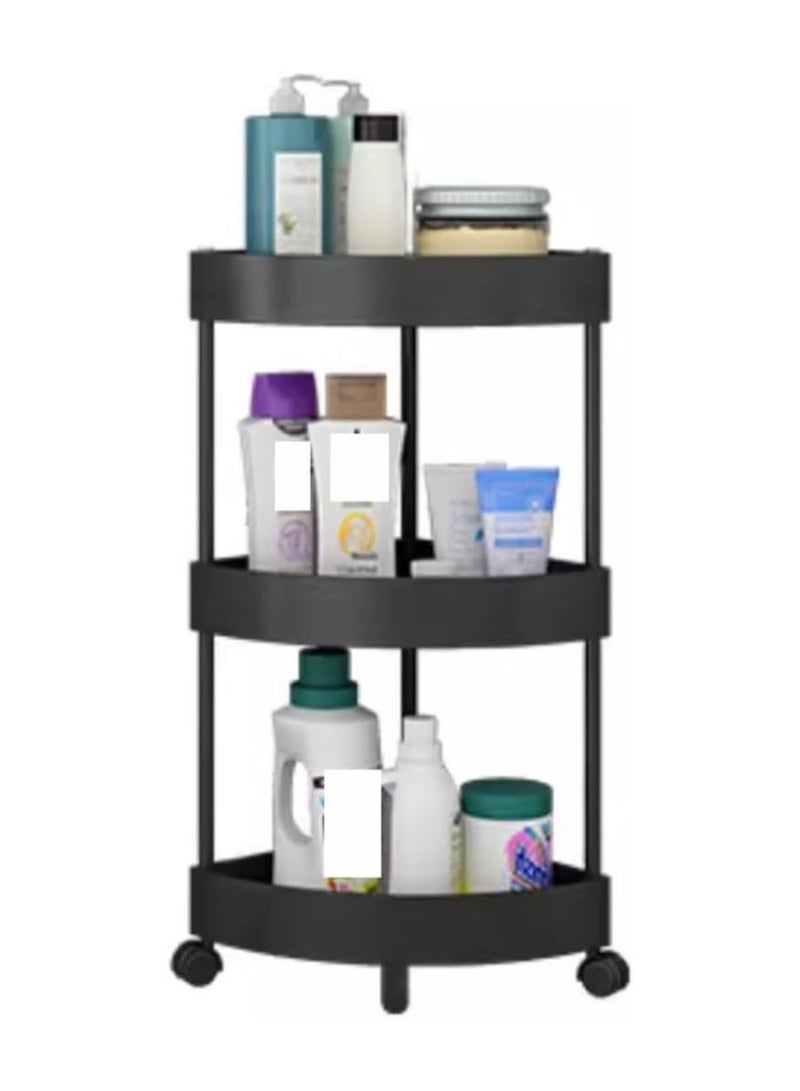 BLOOMING TIME 3-Tier Corner Storage Shelf,Kitchen Triangle Storage Rack with Wheels  - Image 1