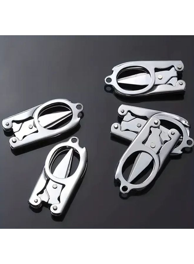 Heavy Duty Folding Scissors Silvery Compact Portable Multipurpose Tool For DIY Travel - Image 3