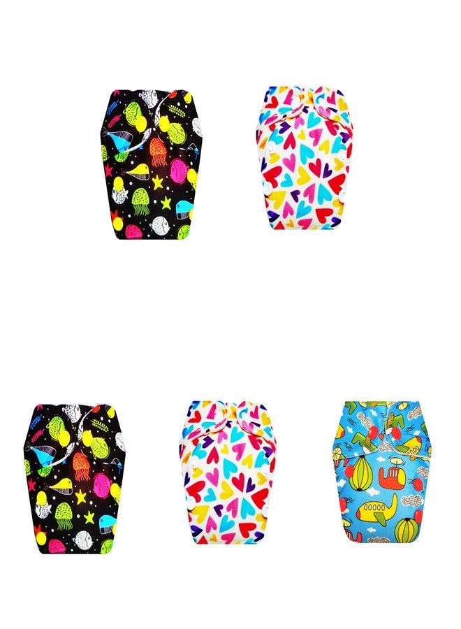 Dumbledo Premium Newborn Cloth Diaper with Integrated Insert (Pack of 5) | Hypoallergenic | Leakproof | Travel Friendly | All-Day Wear | 0 - 4 Months | Unisex Baby - Image 1