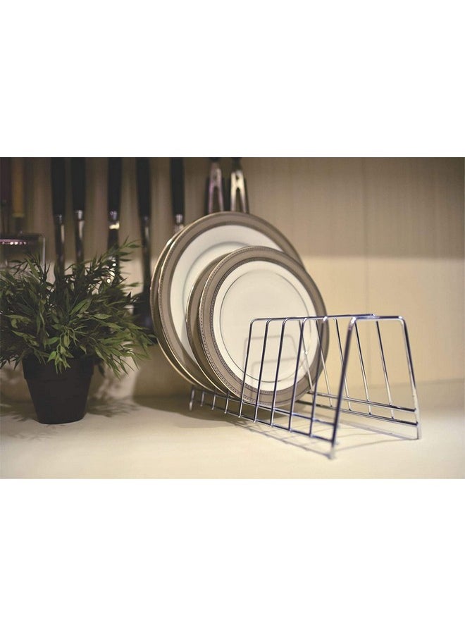 Life Time LIFE TIME Multipurpose Chrome Plated Stainless Steel Dish thali Plate Rack Holder Stand for Kitchen Utensil Rack, Pot lid Holder (9 Sections Plate Rack)  - Image 1