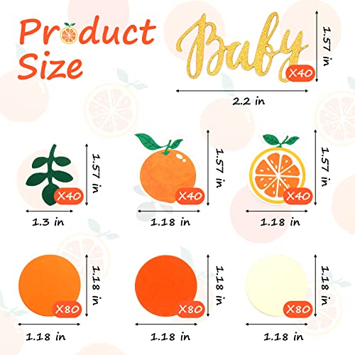 Minatee 400 Pcs Little Cutie Baby Shower Confetti Citrus Decoration Orange Baby Shower Confetti with Eucalyptus and Orange Tangerine Table Scatter for Gender Reveal Decor - Image 3