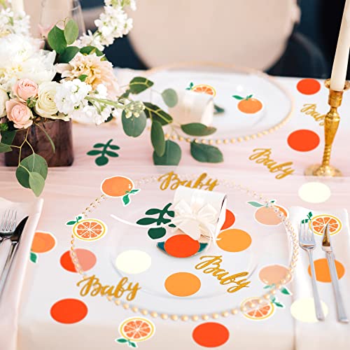 Minatee 400 Pcs Little Cutie Baby Shower Confetti Citrus Decoration Orange Baby Shower Confetti with Eucalyptus and Orange Tangerine Table Scatter for Gender Reveal Decor - Image 4