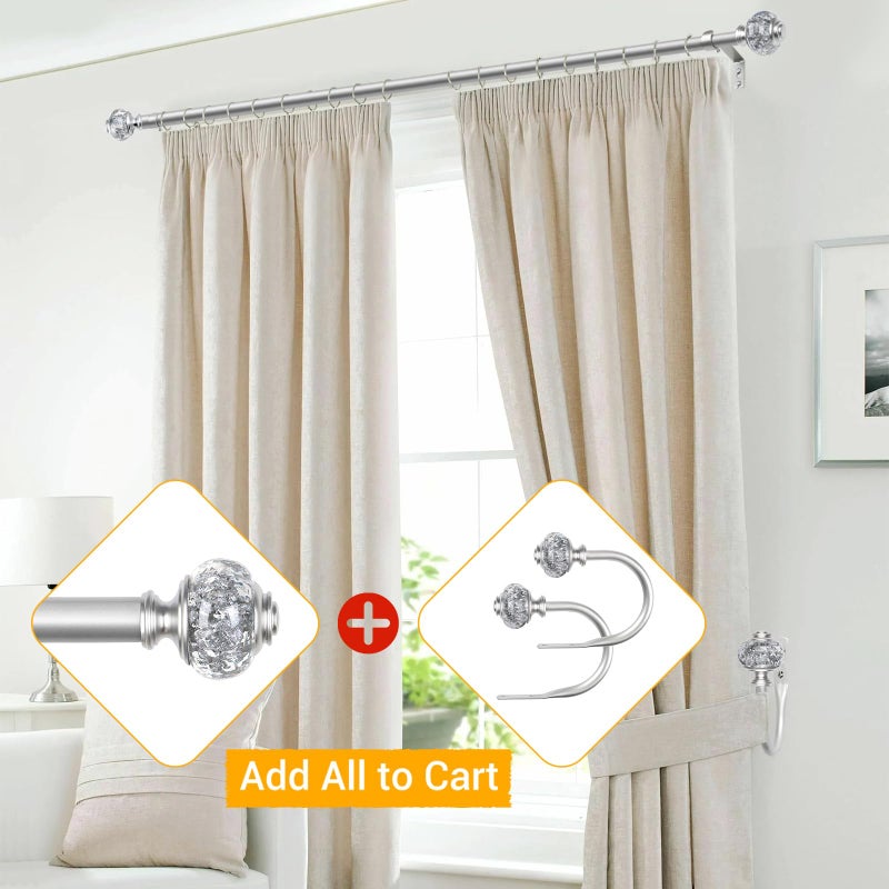 USFOOK 2 Pack Curtain Holdbacks, USFOOK Silver Decorative Window Drapery Tiebacks (2 Pack/1 Pair), Curtain Tie Back Hooks for Wall with Translucent Finials (3.95" L x 3.4" W) - Image 5