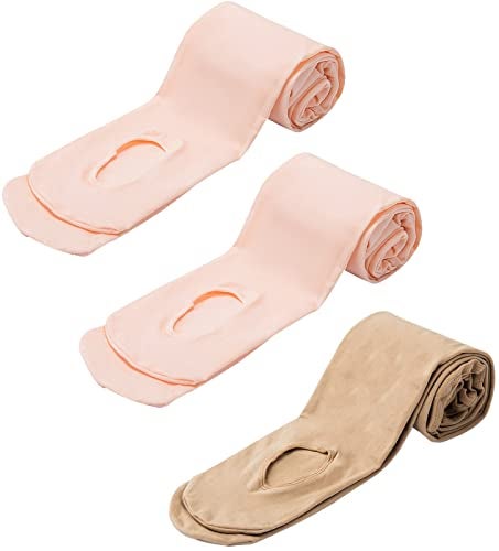 MANZI 3 Pairs Women's Girl's Dance Tights Convertible Transition Ballet Tights 40D Nude Ballet Pink M Age 7-10y - Image 1