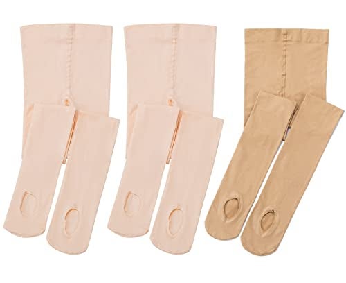 MANZI 3 Pairs Women's Girl's Dance Tights Convertible Transition Ballet Tights 40D Nude Ballet Pink M Age 7-10y - Image 2