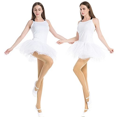 MANZI 3 Pairs Women's Girl's Dance Tights Convertible Transition Ballet Tights 40D Nude Ballet Pink M Age 7-10y - Image 5