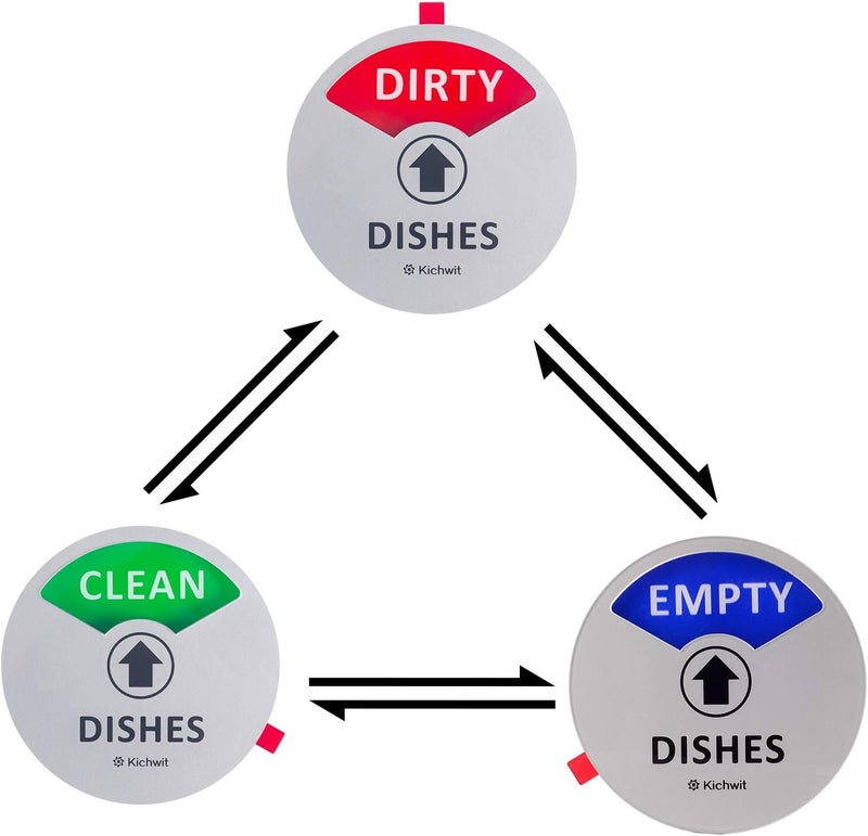 Kichwit Clean Dirty Dishwasher Magnet with The 3rd Option Empty NonScratch Strong Magnet Backing  Residue Free Adhesive 35 Diameter Silver - Image 2