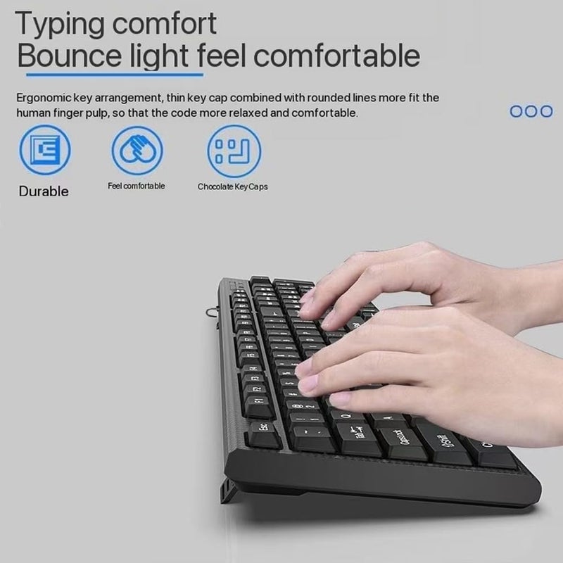 Guiheng Wired Computer Keyboard, Plug Play USB, Large Number Pad, LED Indicatorsï¼ŒErgonomic, Foldable Stands,Anti-Wear Letters Full Size Keyboard,for Windows Mac PC Laptop-Black - Image 1