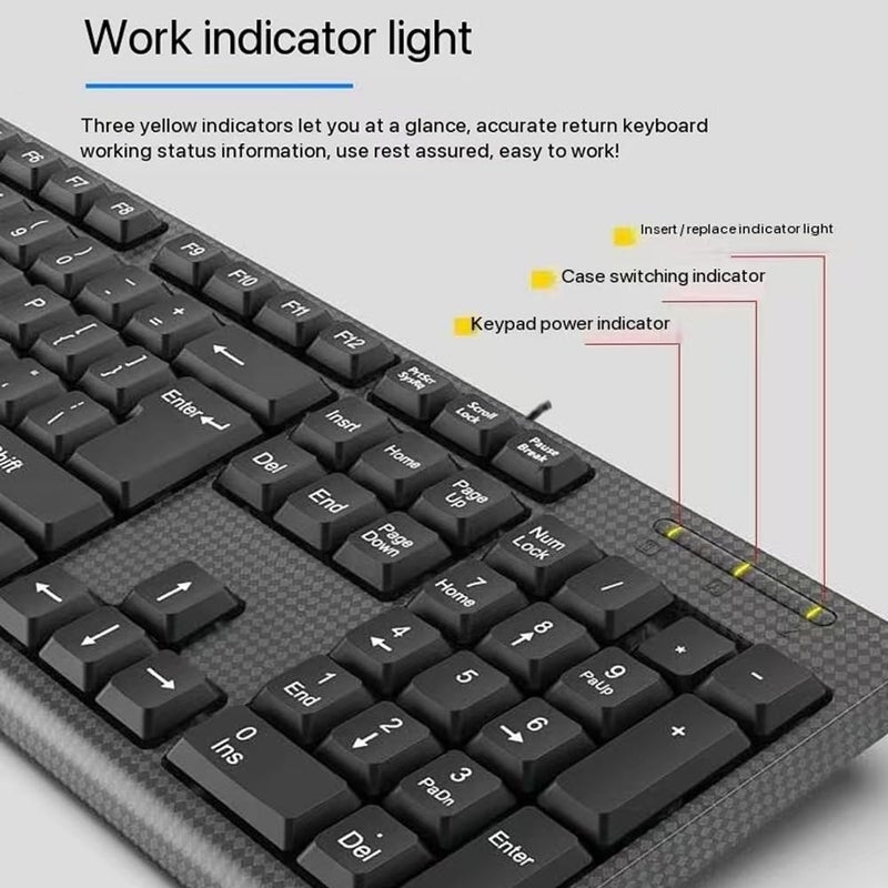 Guiheng Wired Computer Keyboard, Plug Play USB, Large Number Pad, LED Indicatorsï¼ŒErgonomic, Foldable Stands,Anti-Wear Letters Full Size Keyboard,for Windows Mac PC Laptop-Black - Image 5