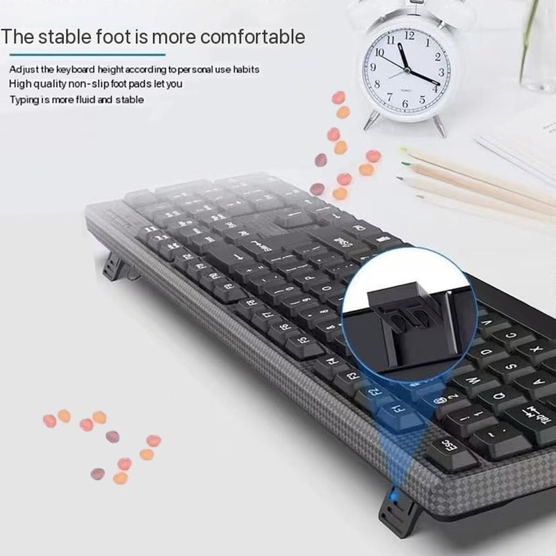 Guiheng Wired Computer Keyboard, Plug Play USB, Large Number Pad, LED Indicatorsï¼ŒErgonomic, Foldable Stands,Anti-Wear Letters Full Size Keyboard,for Windows Mac PC Laptop-Black - Image 3