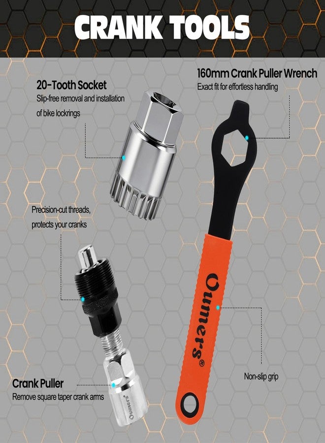 Oumers Bike Crank Extractor/Arm Remover and Bottom Bracket Remover with 16mm Spanner/Wrench. Professional Bicycle Repair Tool Kit - Image 2