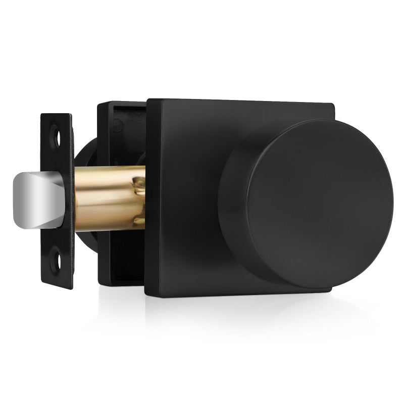 Haidms Black Passage Door Knob  Heavy Duty Square Matte Black Hall And Closet Door Knob For Bedroom Bathroom Closet Doorknob Hallway (1 Pack) - Image 1