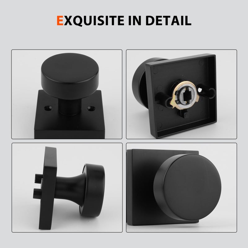 Haidms Black Passage Door Knob  Heavy Duty Square Matte Black Hall And Closet Door Knob For Bedroom Bathroom Closet Doorknob Hallway (1 Pack) - Image 4
