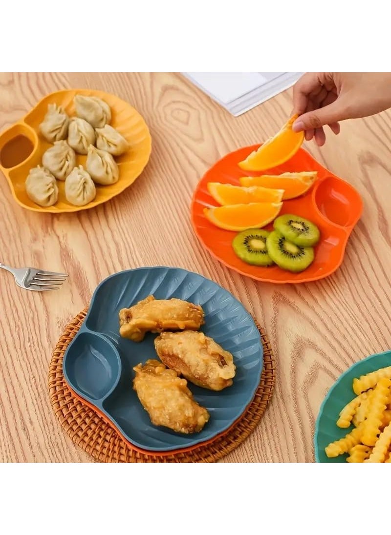 Agabani Agabani Dinnerware Plate with Dip Section Elegant Shell Shape Plate with NatureInspired Durable Serving Dish for Appetizers Dessert Snack Ideal for Home Restaurant Party Use Orange 6 Pieces  - Image 2
