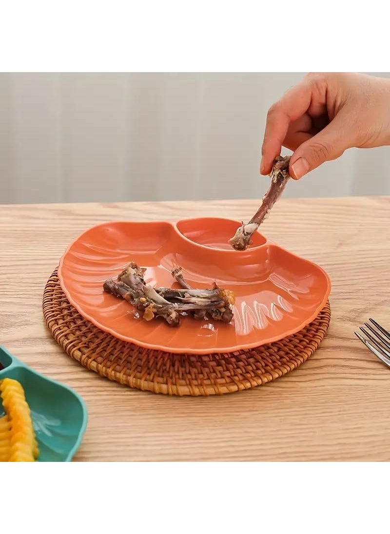 Agabani Agabani Dinnerware Plate with Dip Section Elegant Shell Shape Plate with NatureInspired Durable Serving Dish for Appetizers Dessert Snack Ideal for Home Restaurant Party Use Orange 6 Pieces  - Image 3