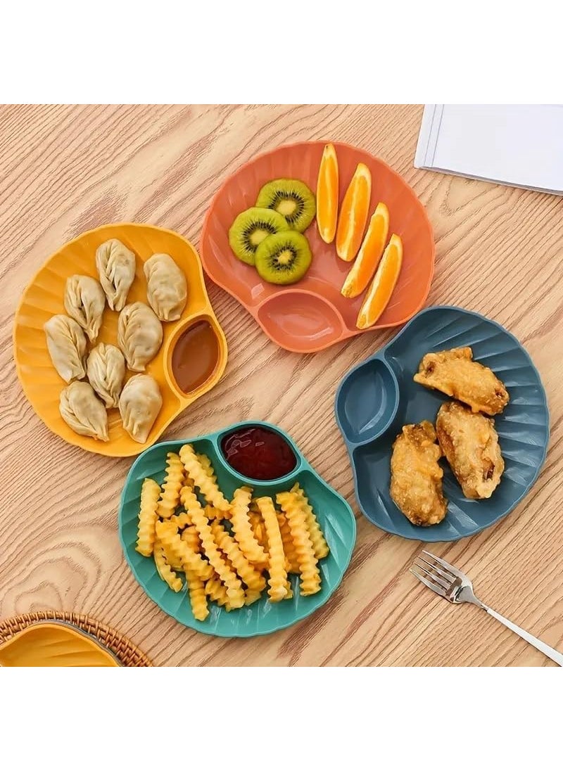 Agabani Agabani Dinnerware Plate with Dip Section Elegant Shell Shape Plate with NatureInspired Durable Serving Dish for Appetizers Dessert Snack Ideal for Home Restaurant Party Use Orange 6 Pieces  - Image 4