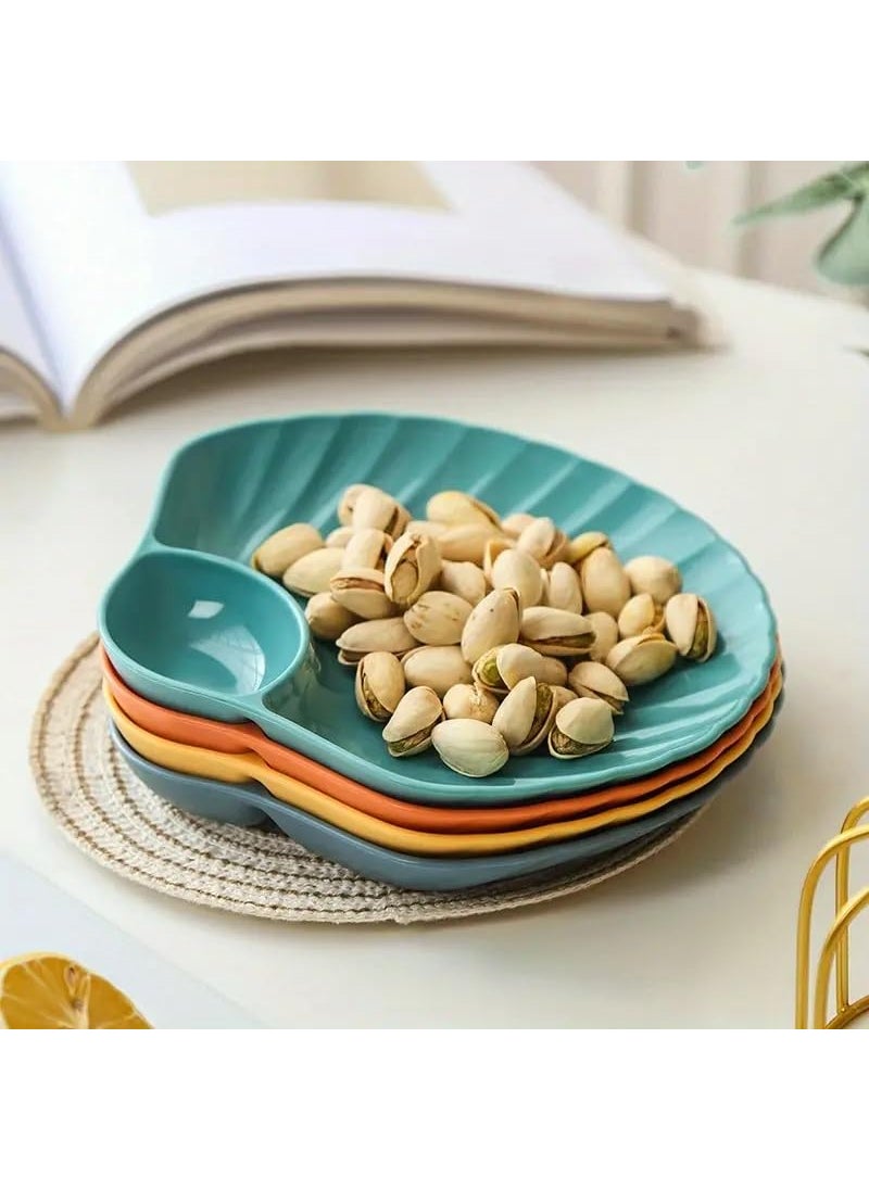 Agabani Agabani Dinnerware Plate with Dip Section Elegant Shell Shape Plate with NatureInspired Durable Serving Dish for Appetizers Dessert Snack Ideal for Home Restaurant Party Use Orange 6 Pieces  - Image 5