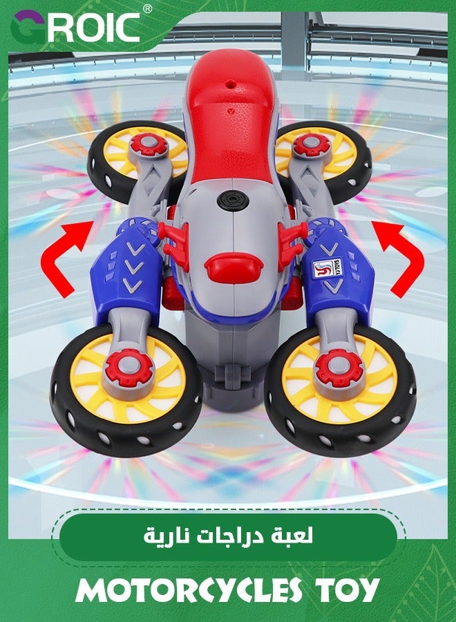 GROIC Transforming Motorcycle Toy, with LED Flash and Sound, Kids Toy Motorcycle, Stunt Spinning Car Electric Universal - Image 4