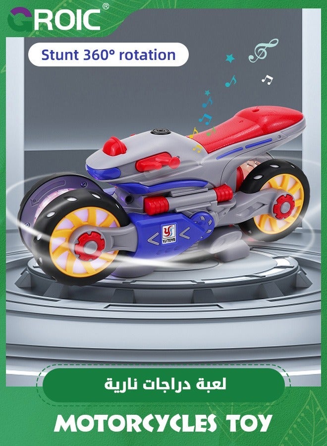 GROIC Transforming Motorcycle Toy, with LED Flash and Sound, Kids Toy Motorcycle, Stunt Spinning Car Electric Universal - Image 5
