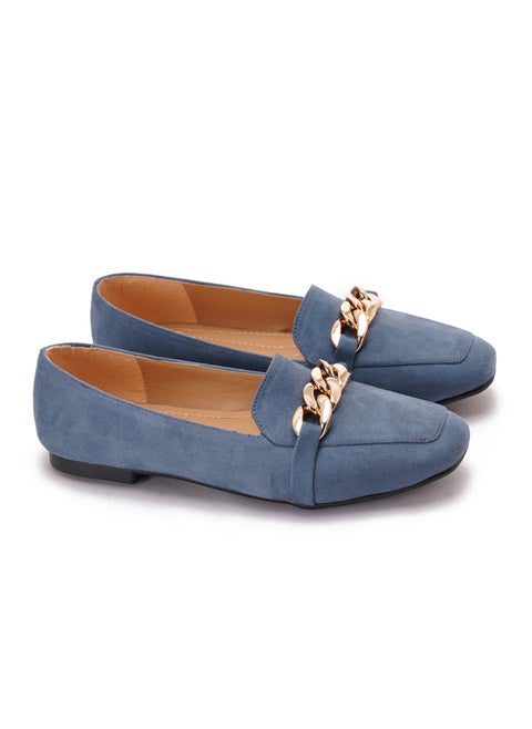 Large Chain Suede Loafers