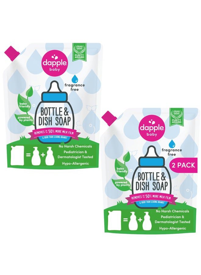 DAPPLE Baby Bottle and Dish Liquid Refill, Fragrance Free Dish Soap, Sulfate-Free, Hypoallergenic, 34 Fluid Ounces (Pack of 2) - Image 1