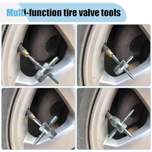 LHDOS 2PCS 4-Way Tire Valve Core Removal Tool, 4-in-1 Universal Valve Wrench Multifunctional Tire Valve Tools, Valve Core Tool Auto Tire Stem Core Remover Installer for Car Bicycle Bike Tire Repair - Image 3